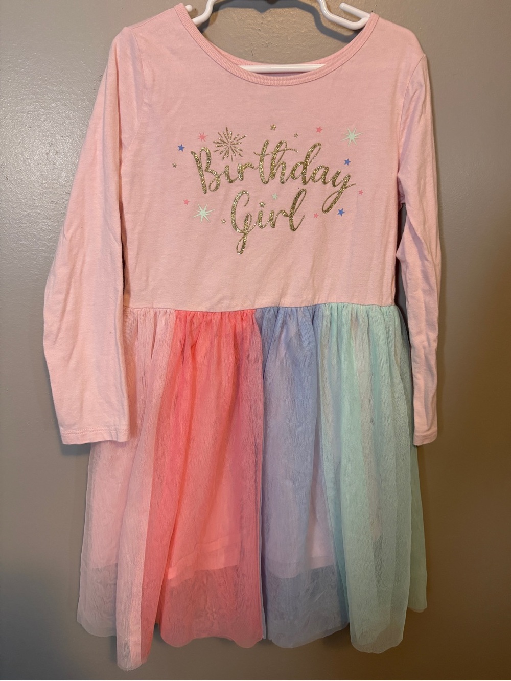 Birthday Girl Pink Pastel Tulle Dress Girls 8